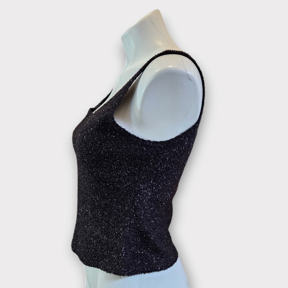 Morbid Threads Vintage Y2K Black Sparkle Sleeveless Top - Picture 5 of 7